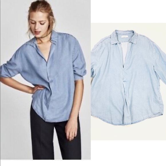 Zara Tops - Zara Woman Premium Denim Collection Soft Chambray